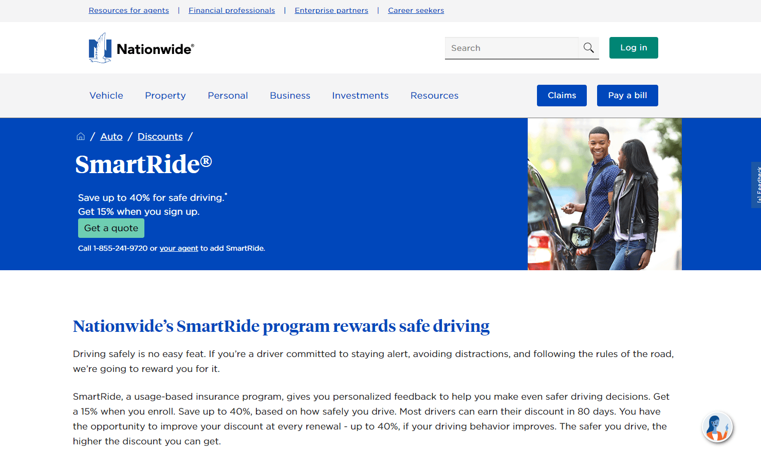 Usage-based Car Insurance: Nationwide - SmartRide insurance page