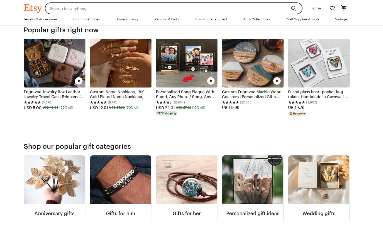 Best Money-Making Apps: Etsy Homepage