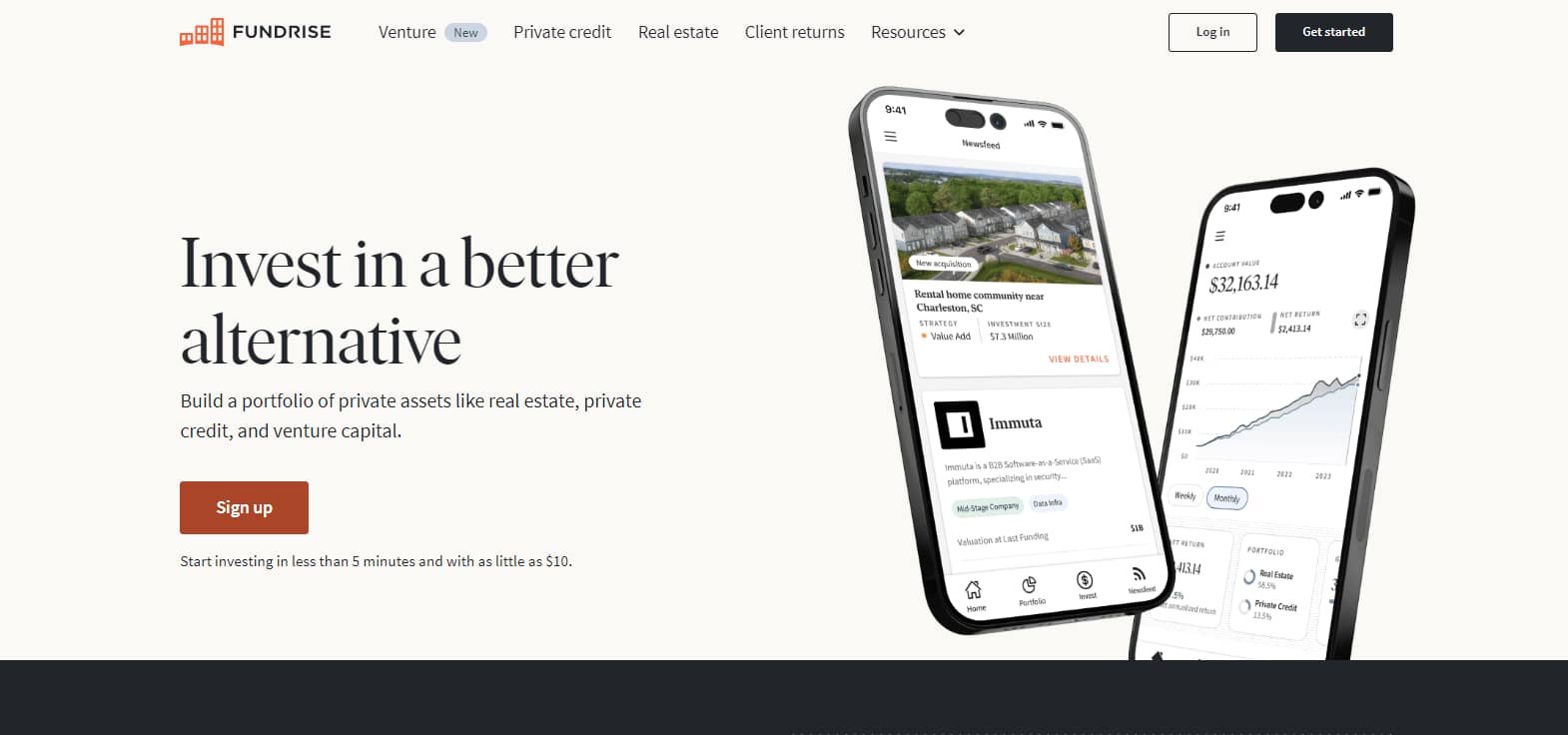 Fundrise review: homepage