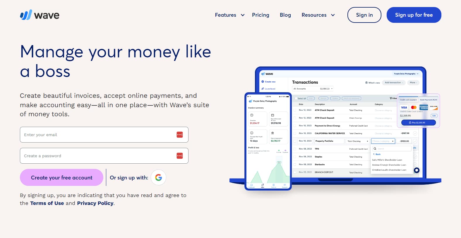 Best Apps for Freelancers: Wave homepage