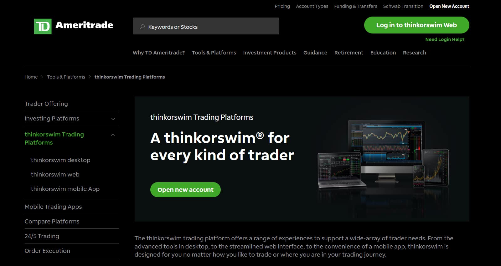 TD Ameritrade - Thinkorswim page