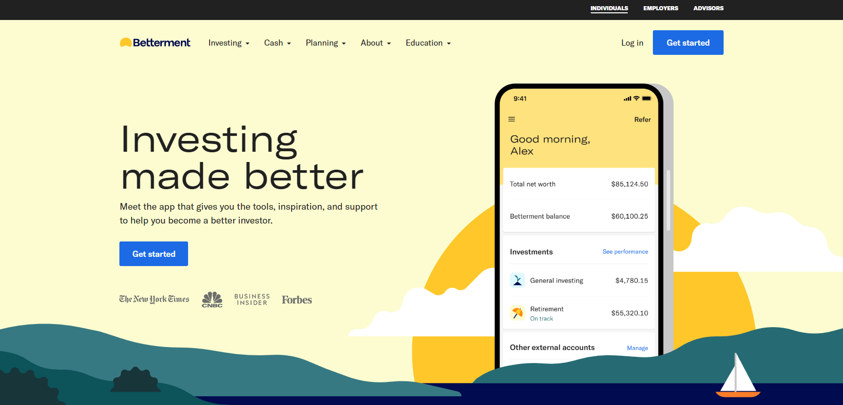 Betterment homepage