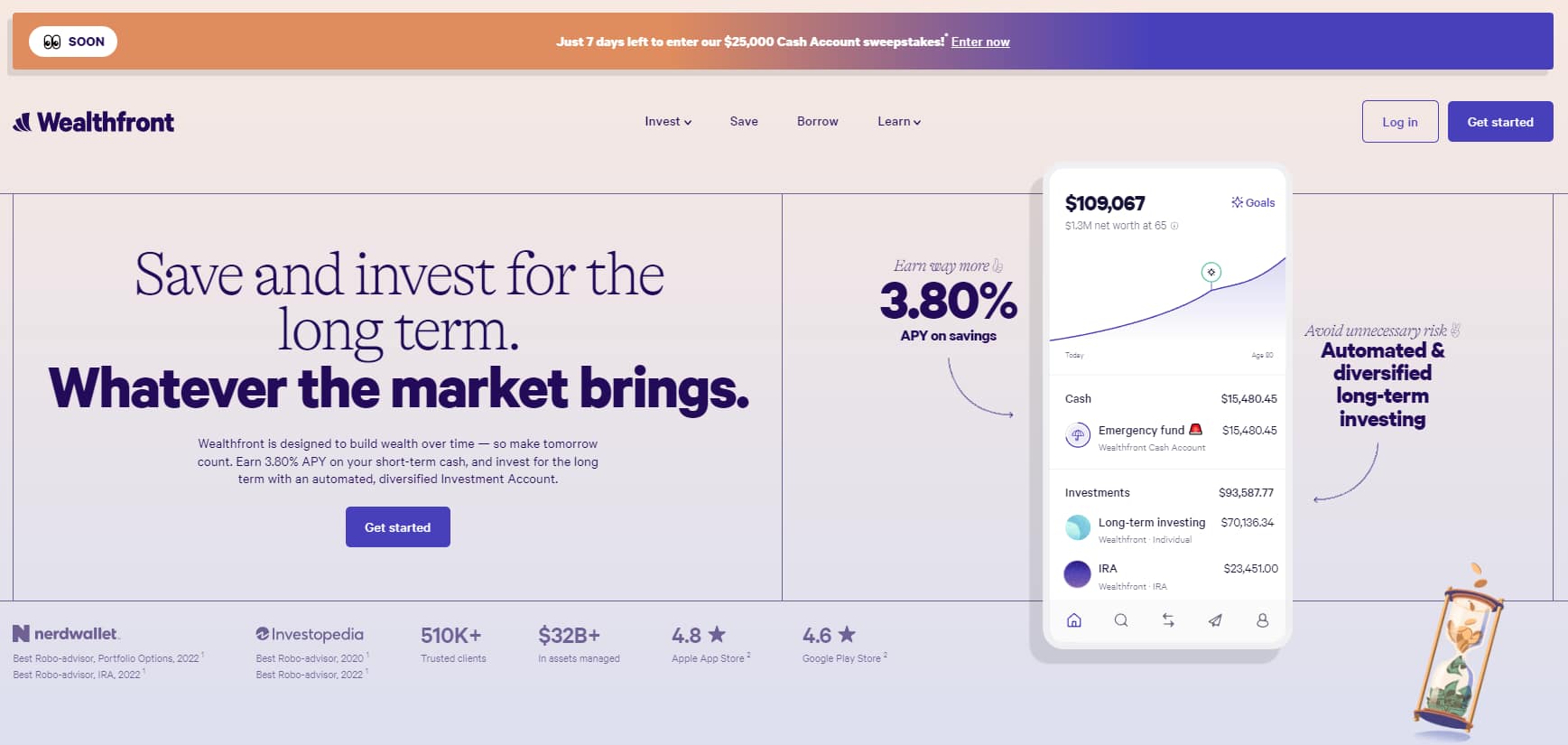 Wealthfront homepage