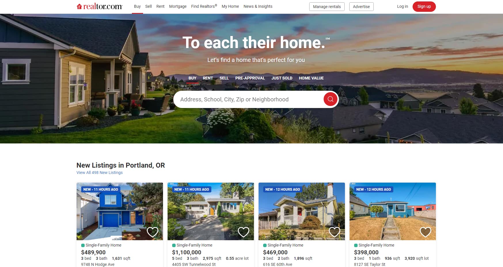 Realtor homepage