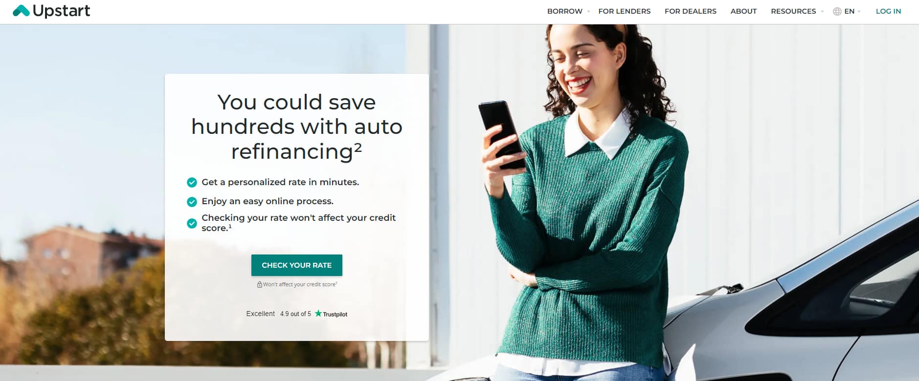 Upstart refinance page