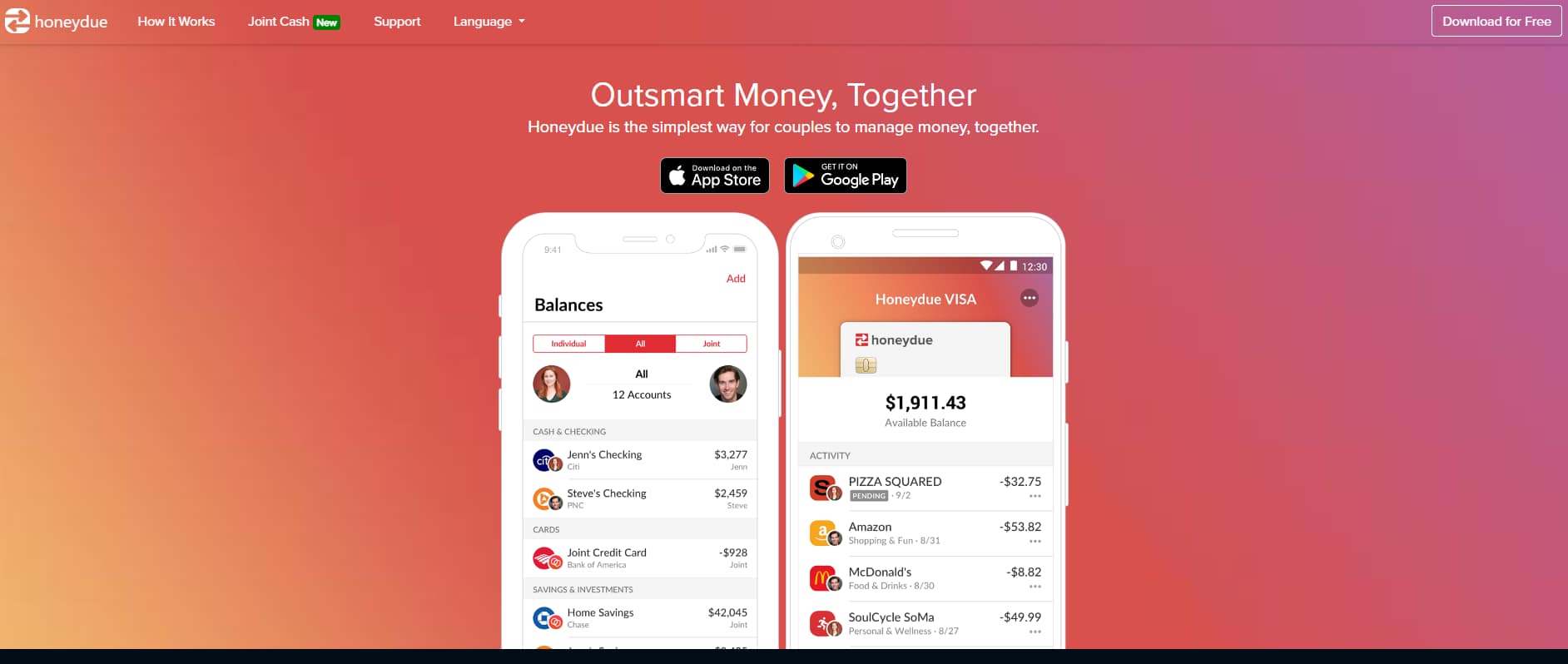 Honeydue - homepage