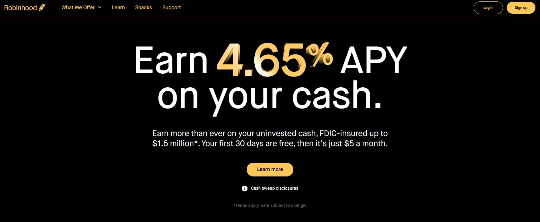 Robinhood homepage