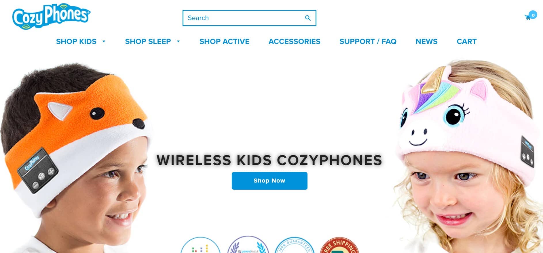 Cozyphones homepage, for amazon store name generator