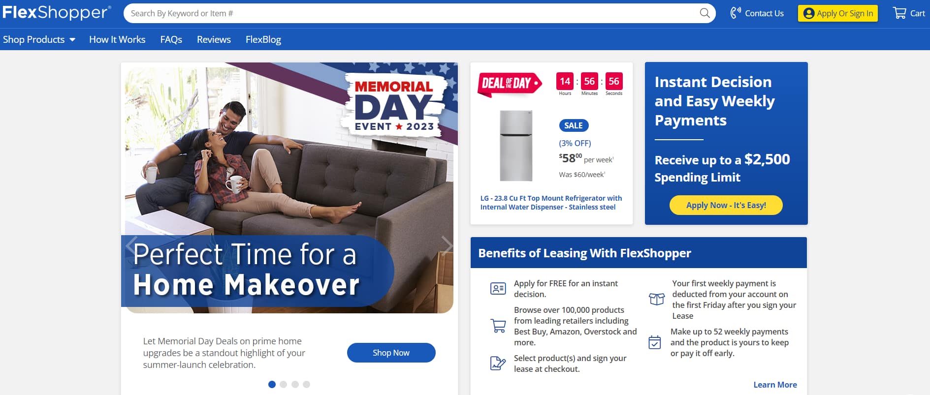 FlexShopper homepage