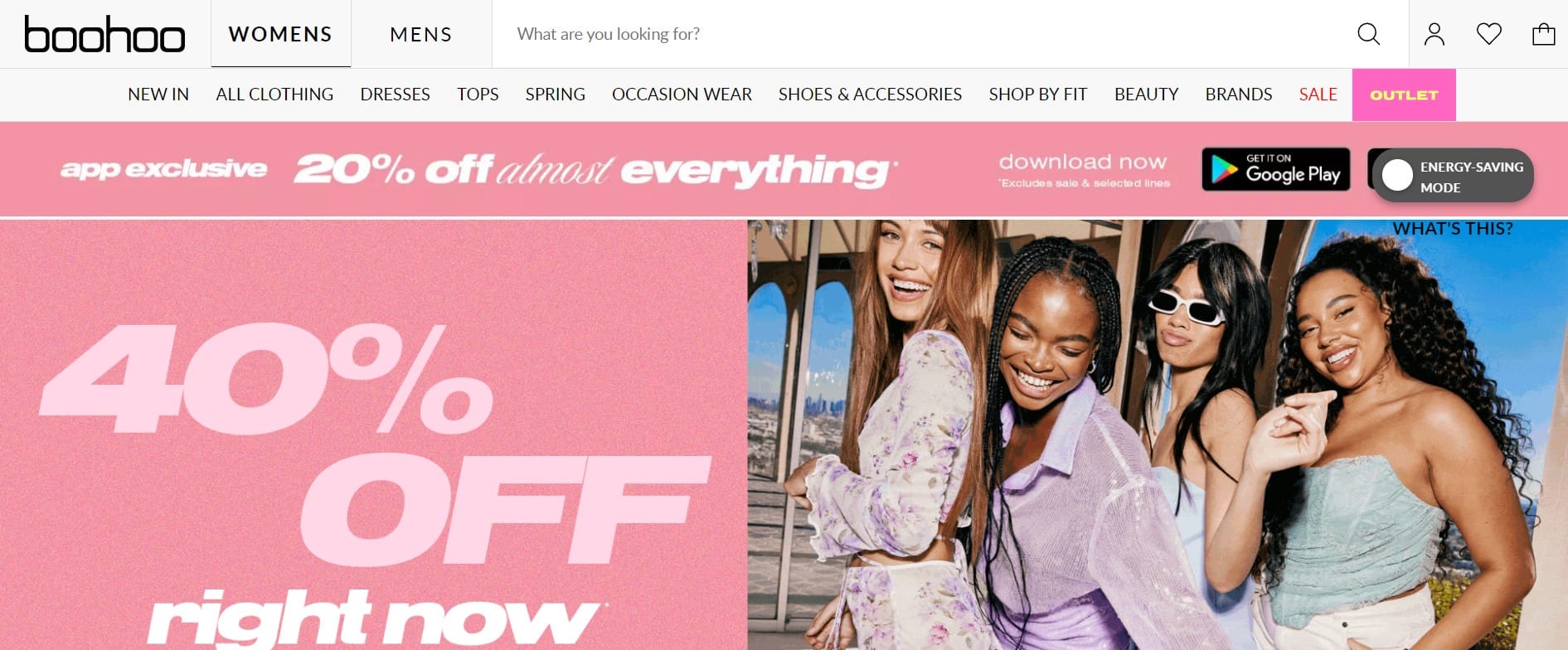 BooHoo homepage