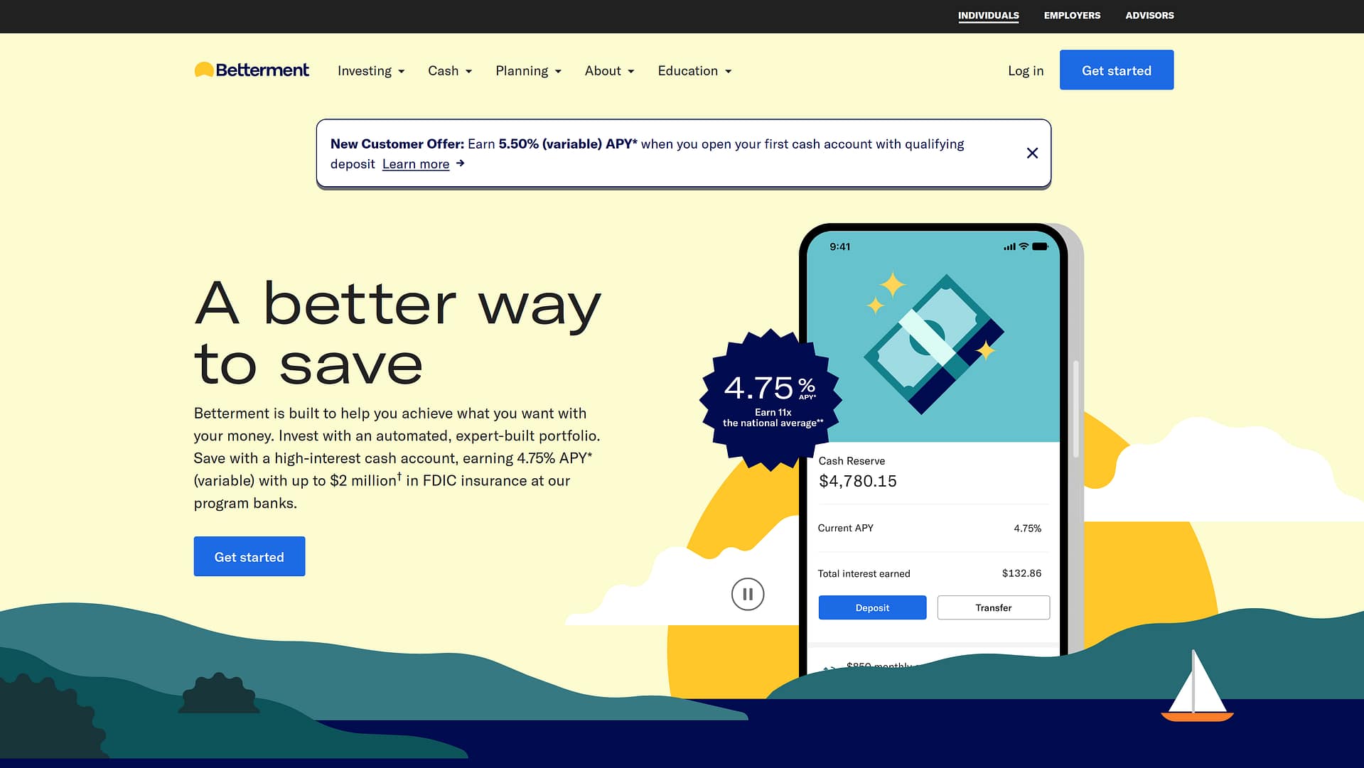 Betterment homepage