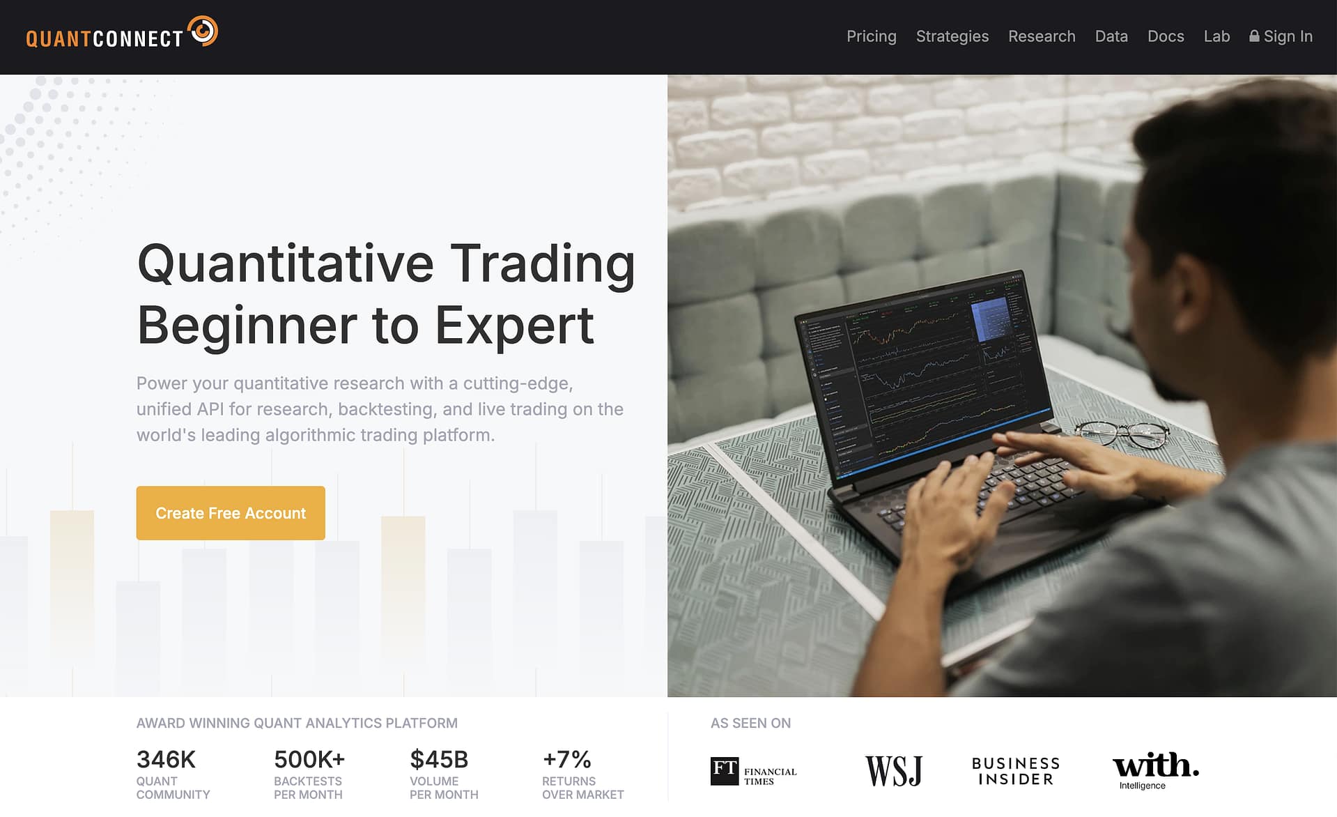 QuantConnect homepage.