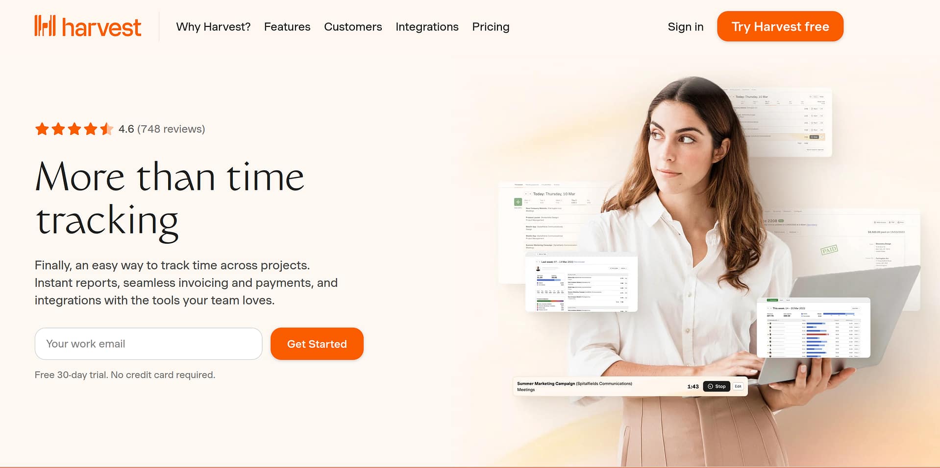 Best Apps for Freelancers: Harvest homepage