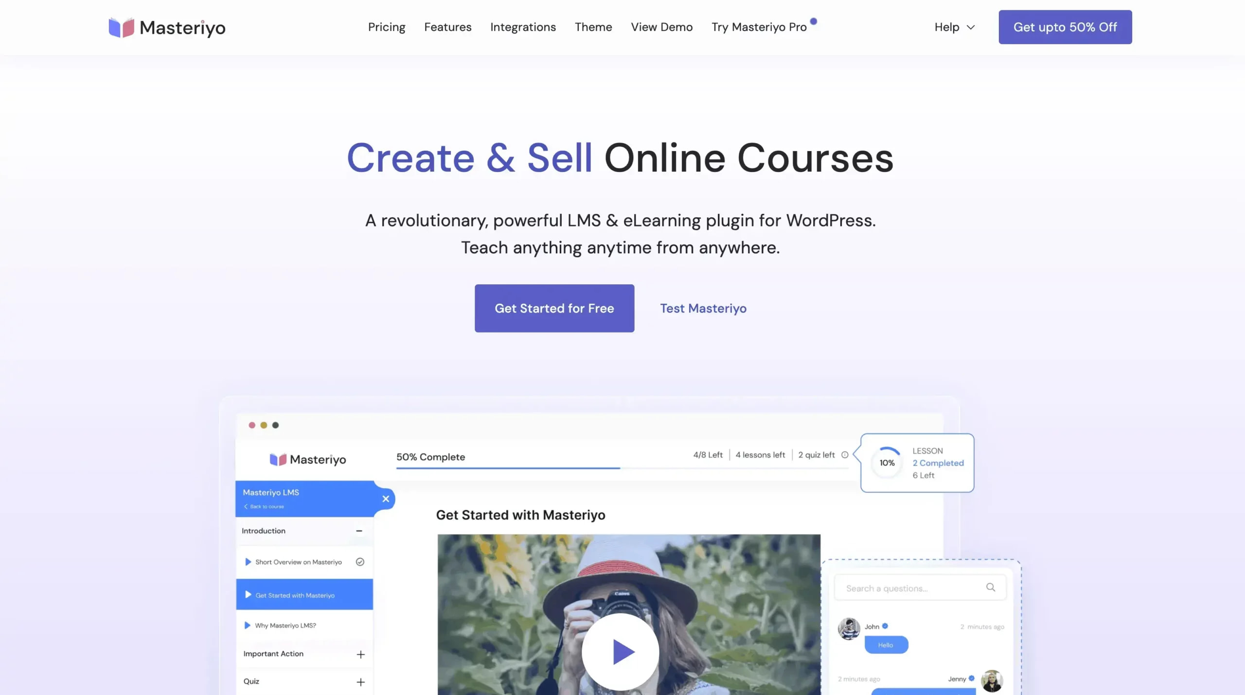 Masteriyo LMS Plugin for WordPress.