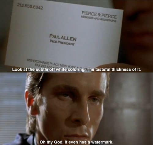 Amercian Psycho business card