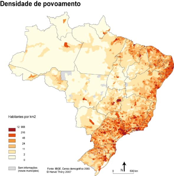 Population density map of Brazil