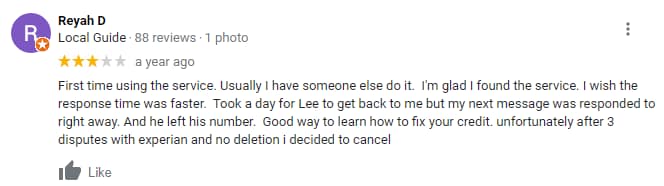 DisputeBee three star review
