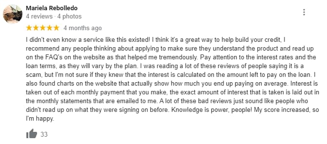Satisfied Credit Strong customer review