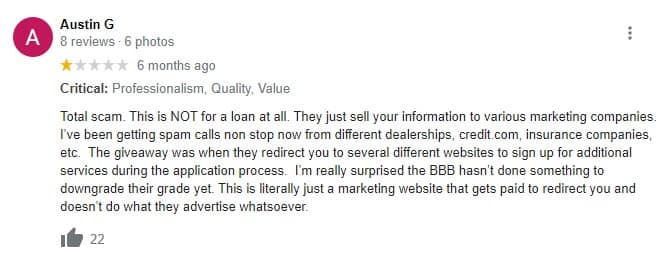 Auto Credit Express negative customer review