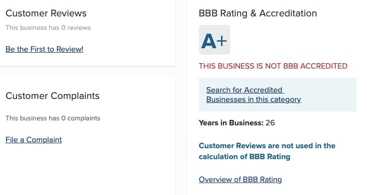 BadCreditLoans BBB page
