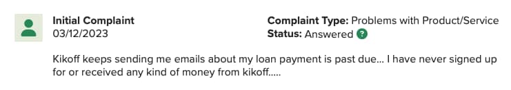 Complaints for Kikoff on Better Business Bureau