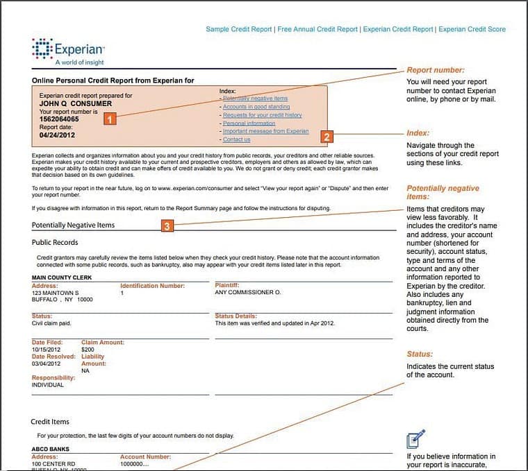 how-to-build-credit Sample Experian credit report