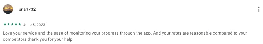 Positive customer review on Google Play