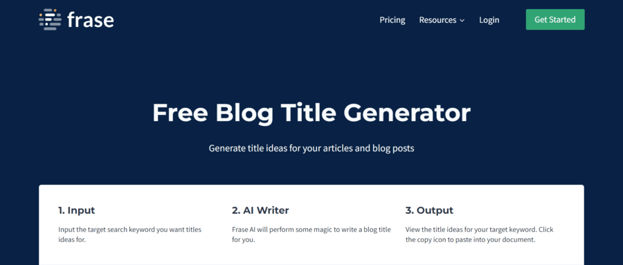 Best blog title generator tool = Frase