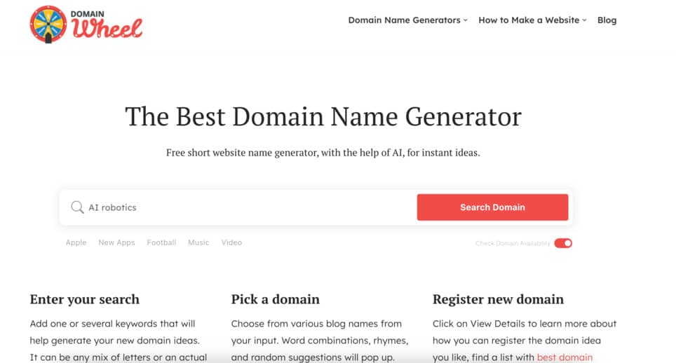AI Name Generator And Ideas DomainWheel
