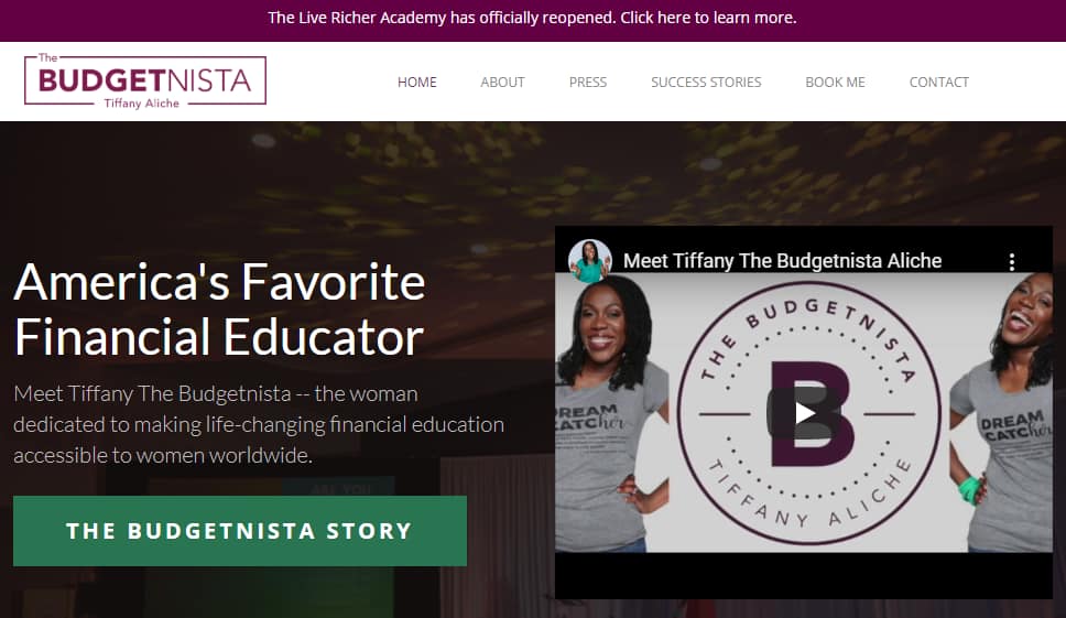 The Budgetnista website 