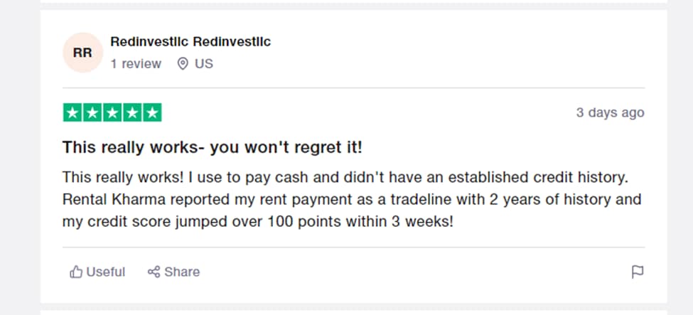 Rental Kharma positive review on TrustPilot