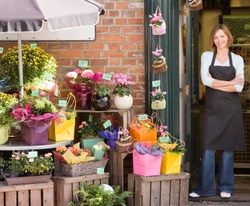 Woman working at flower shop